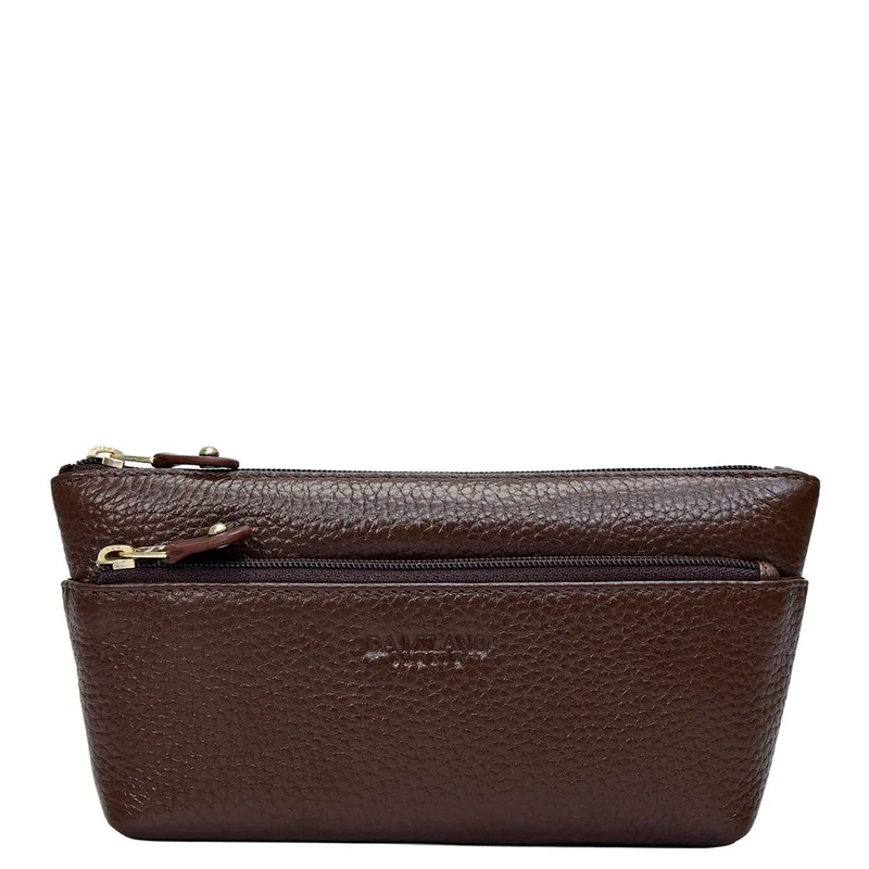 Da Milano Mocha Wax Leather Multi Pouch - Mocha  | Best Price UAE